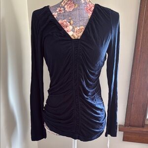 Design History Navy Ruched Women's Blouse